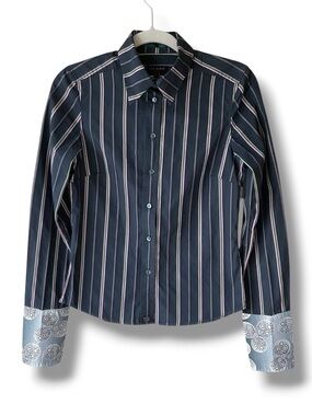 Ted Baker London SAMPLE Button Down Striped Shirt Ted Size 2/US Size 6